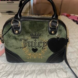 Juicy Couture Green and Black Satchel with Structured Design